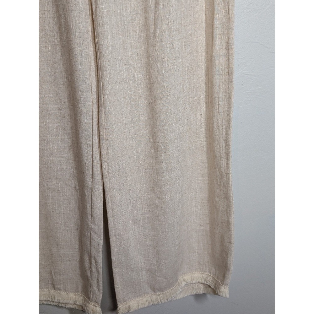 Women’s Cream Wide-Leg Linen-Blend Pants - Picture 3 of 6